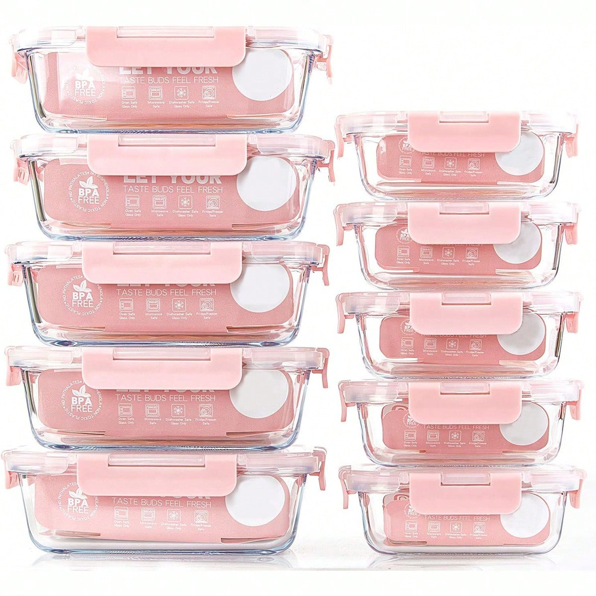 Meal Prep Freezer - 10-delige glazen voorraaddozen voor maaltijdvoorbereiding, voedselbewaarcontainers