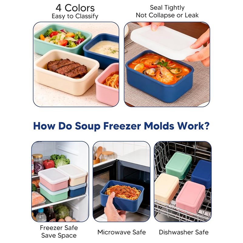 AB33-4-Pack siliconen vriesvor - Meal Prep Freezer recensie en prijs