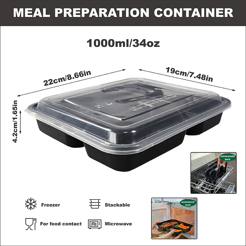 3-delige 34 Oz/1000 ml, 12/35  - Meal Prep Gym Food recensie en prijs